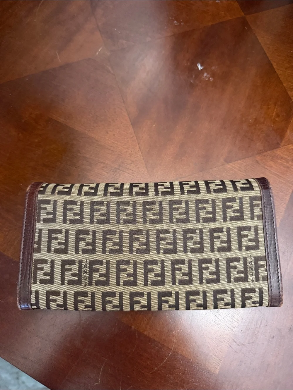 Fendi Brown and Tan Zucca Canvas Long Wallet